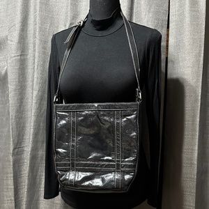 Genuine Black Leather Shoulder/Crossbody Bag.